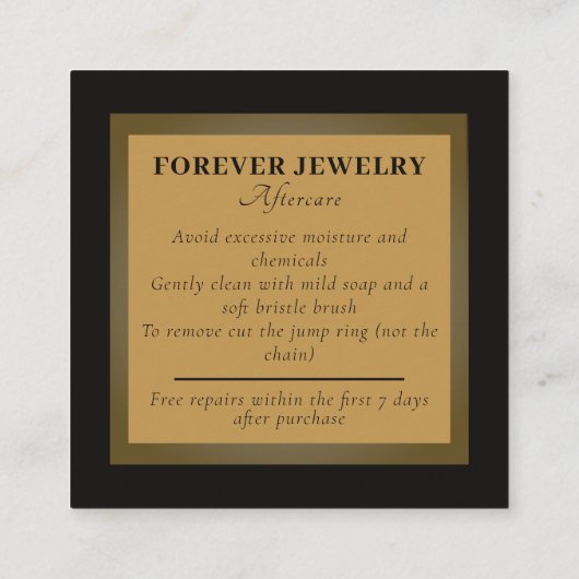 Elegante Forever Permanente Sieraden Zorg Vierkante Visitekaartje (Achterkant)