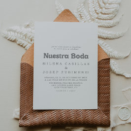 Elegante Formeel Minimaal Nuestra Boda Bruiloft Kaart