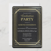 Elegante formele Black Gold 2025 Graduation Party Kaart (Voorkant)