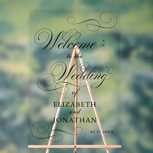 Elegante formele Black Script bruiloft welkom Acryl Bord (Neutraal)