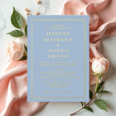 Elegante formele blauwe trouw goud folie uitnodiging