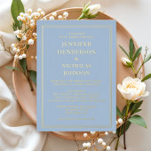 Elegante formele blauwe trouw goud folie uitnodiging