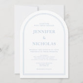 Elegante formele blauwe typografie boog kaart (Voorkant)