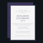 Elegante formele Blue Lijst Bar Bat Mitzvah Kaart<br><div class="desc">Elegant formeel blauw Lijst bar bat mitswa uitnodiging</div>