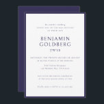 Elegante formele Blue Lijst Bar Bat Mitzvah Kaart<br><div class="desc">Elegant formeel blauw Lijst bar bat mitswa uitnodiging</div>