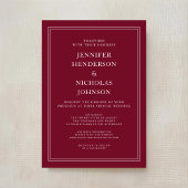 Elegante formele Bourgondische virtuele bruiloft Kaart