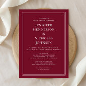 Elegante formele Bourgondische virtuele bruiloft Kaart