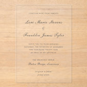 Elegante formele bruiloft acryl uitnodigingen (Voorkant)