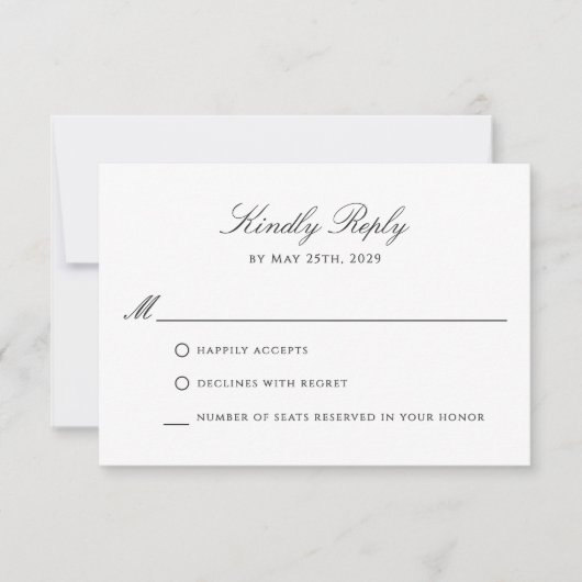 Elegante formele bruiloft Crest Monogram Logo RSVP (Voorkant)