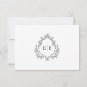 Elegante formele bruiloft Crest Monogram Logo RSVP Kaartje (Achterkant)