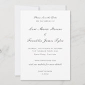 Elegante formele bruiloft save the date (Voorkant)