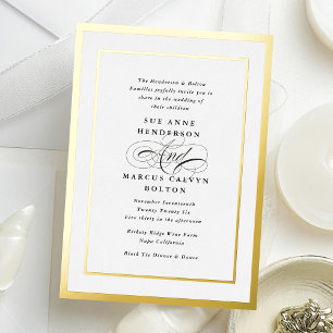 Elegante Formele Calligrafie Folie Gouden Lijst Tr Uitnodiging