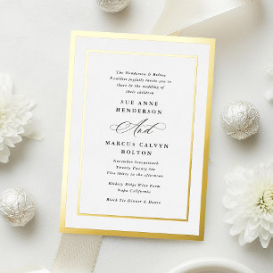 Elegante Formele Calligrafie Folie Gouden Lijst Tr Uitnodiging