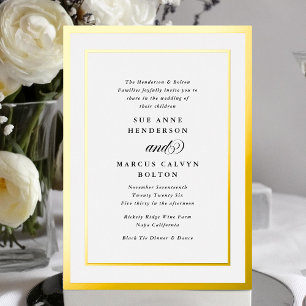 Elegante Formele Calligrafie Gouden Lijst Bruiloft Folie Uitnodiging
