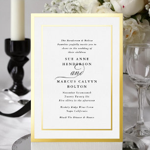 Elegante Formele Calligrafie Gouden Lijst Bruiloft Folie Uitnodiging