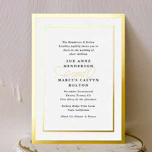 Elegante Formele Calligrafie Gouden Lijst Bruiloft Folie Uitnodiging