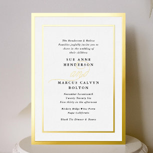 Elegante Formele Calligrafie Gouden Lijst Bruiloft Folie Uitnodiging