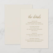 Elegante formele details neutrale ivoor gouden bru informatiekaartje (Voorkant / Achterkant)