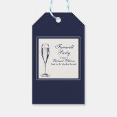 Elegante formele donkerblauwe witte afscheidsfeest cadeaulabel (Achterkant)