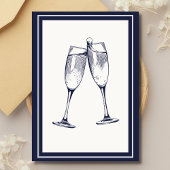 Elegante formele donkerblauwe witte afscheidsfeest kaart