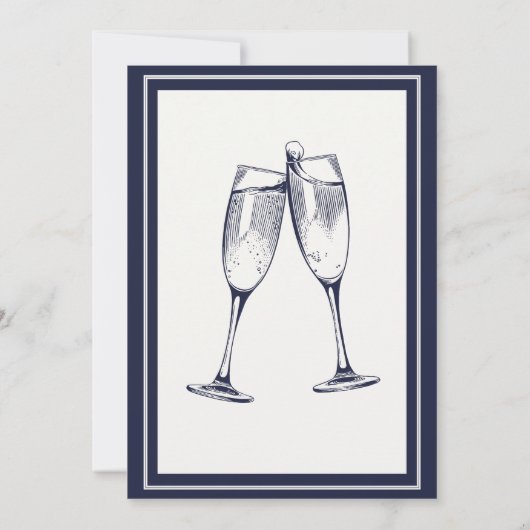 Elegante formele donkerblauwe witte afscheidsfeest kaart (Achterkant)