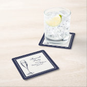 Elegante formele donkerblauwe witte afscheidsfeest kartonnen onderzetters (Insitu)