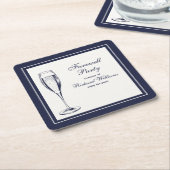 Elegante formele donkerblauwe witte afscheidsfeest kartonnen onderzetters (Schuin)