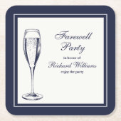 Elegante formele donkerblauwe witte afscheidsfeest kartonnen onderzetters (Voorkant)