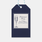 Elegante formele donkerblauwe witte pensionering cadeaulabel (Achterkant)