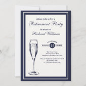 Elegante formele donkerblauwe witte pensionering kaart (Voorkant)