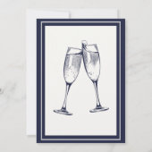 Elegante formele donkerblauwe witte pensionering kaart (Achterkant)