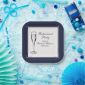 Elegante formele donkerblauwe witte pensionering papieren bordje (Feest)