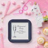 Elegante formele donkerblauwe witte pensionering papieren bordje (Feest)