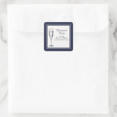 Elegante formele donkerblauwe witte pensionering vierkante sticker (Tas)