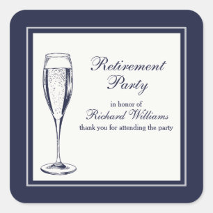Elegante formele donkerblauwe witte pensionering vierkante sticker