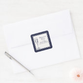 Elegante formele donkerblauwe witte pensionering vierkante sticker (Envelop)