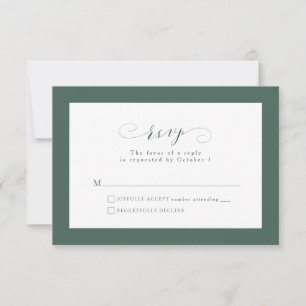 Elegante formele eenvoudige wijze groene bruiloft RSVP kaartje