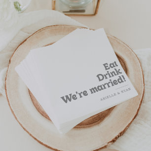 Elegante formele eet drink we zijn getrouwd trouwe servet