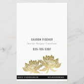 Elegante formele Faux Gold Lotus Bloemen Business Flyer (Achterkant)