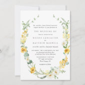 Elegante formele gele bloemenbruiloft kaart (Voorkant)