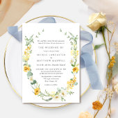 Elegante formele gele bloemenbruiloft kaart