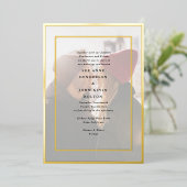 Elegante formele geperste gouden ingelijste foto b folie uitnodiging (Staand Voorkant)