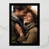 Elegante formele geperste gouden ingelijste foto b folie uitnodiging (Achterkant)