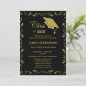 Elegante formele Gold College Graduation Party 202 Kaart (Staand voorkant)