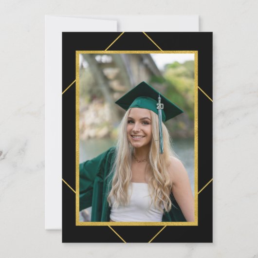 Elegante formele gouden afstudeerder pet afstudeer kaart (Achterkant)