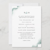 Elegante, Formele Groene Waterverf Monogram Bruilo Kaart (Voorkant)