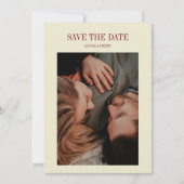 Elegante formele ivoor monogram koppel foto bruilo save the date (Voorkant)