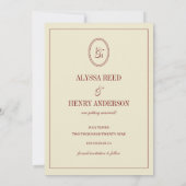 Elegante formele ivoor monogram koppel foto bruilo save the date (Achterkant)