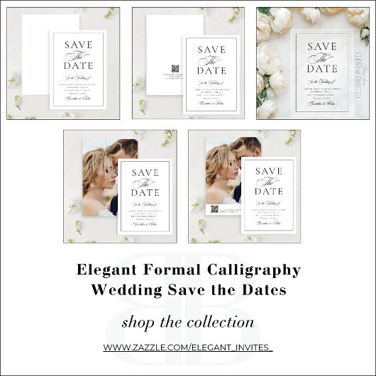 Elegante formele kalligrafie bruiloft QR-code brui Save The Date