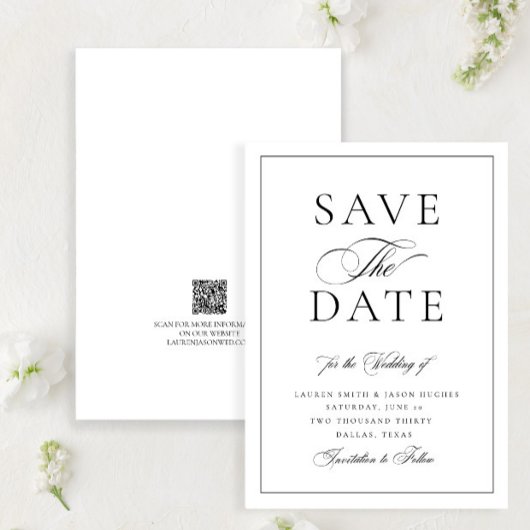 Elegante formele kalligrafie bruiloft QR-code brui Save The Date